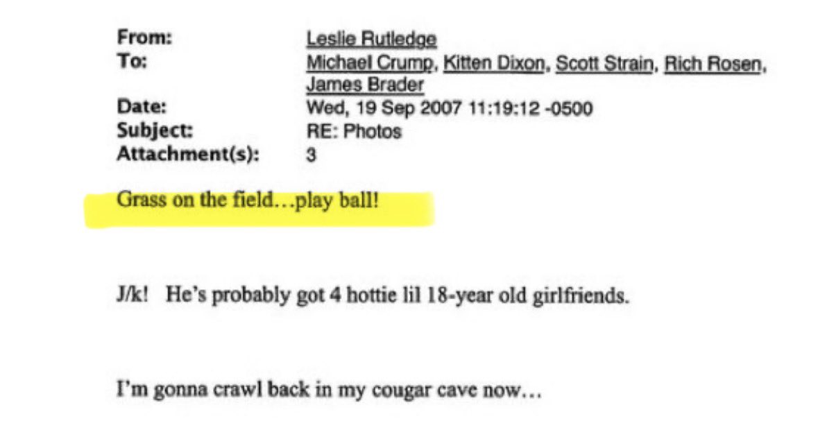 Imagine explaining to your daughter how you got fired from DHS for emailing coworkers “grass on the field…play ball” &amp; “I’m gonna crawl back in my cougar cave now”. Yikes. 

This is your Lt. Gov, Arkansas. This is MAGA family values, y’all.