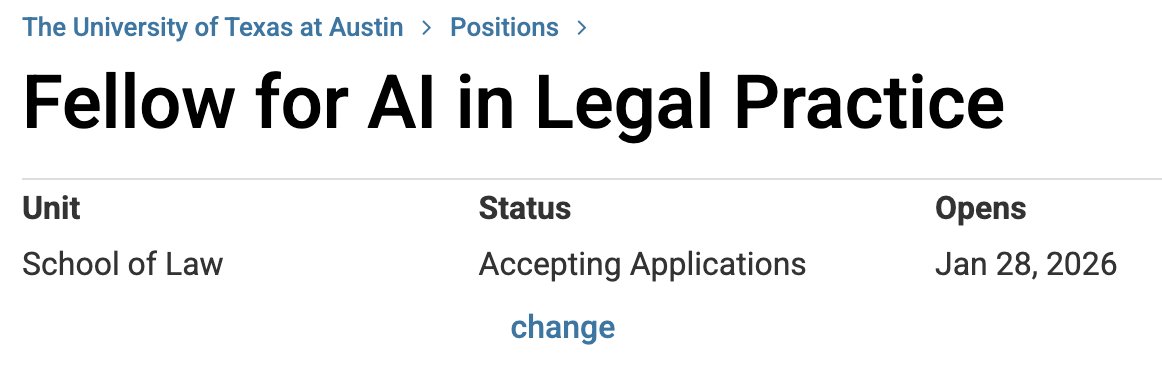 KevinTFrazier's tweet photo. Some folks train models. Others train the next generation of lawyers. 

If you like doing both, apply to join @BobbyChesney &amp; me at @UTexasLaw. 

Our AI Innovation &amp; Law Program is up to big things. The future really does arrive early in Autin. https://t.co/1guKISZPia