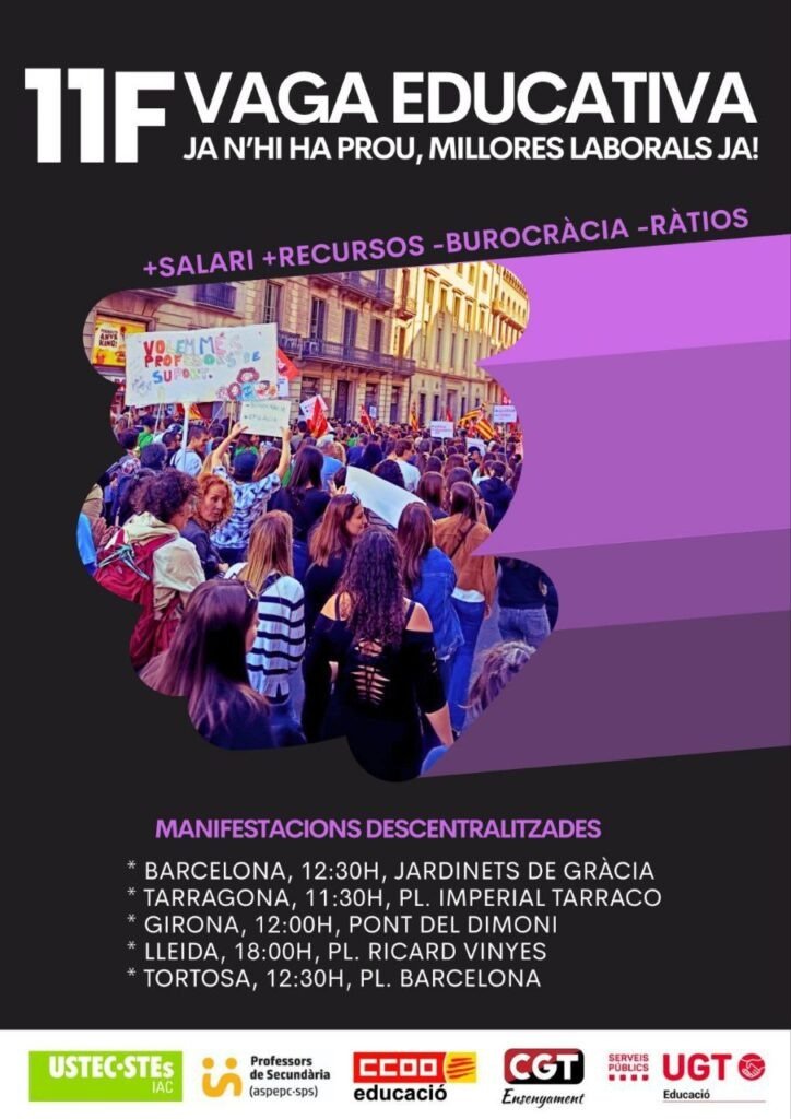 Tot el suport a la #VagaEducativa #11F Per una educació pública i de qualitat! 

#Vaga11F