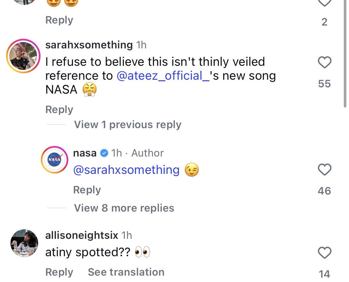 in_finitelove's tweet image. NASA OFFICIAL INSTAGRAM QUOTED ATEEZ OH MY GODDDD