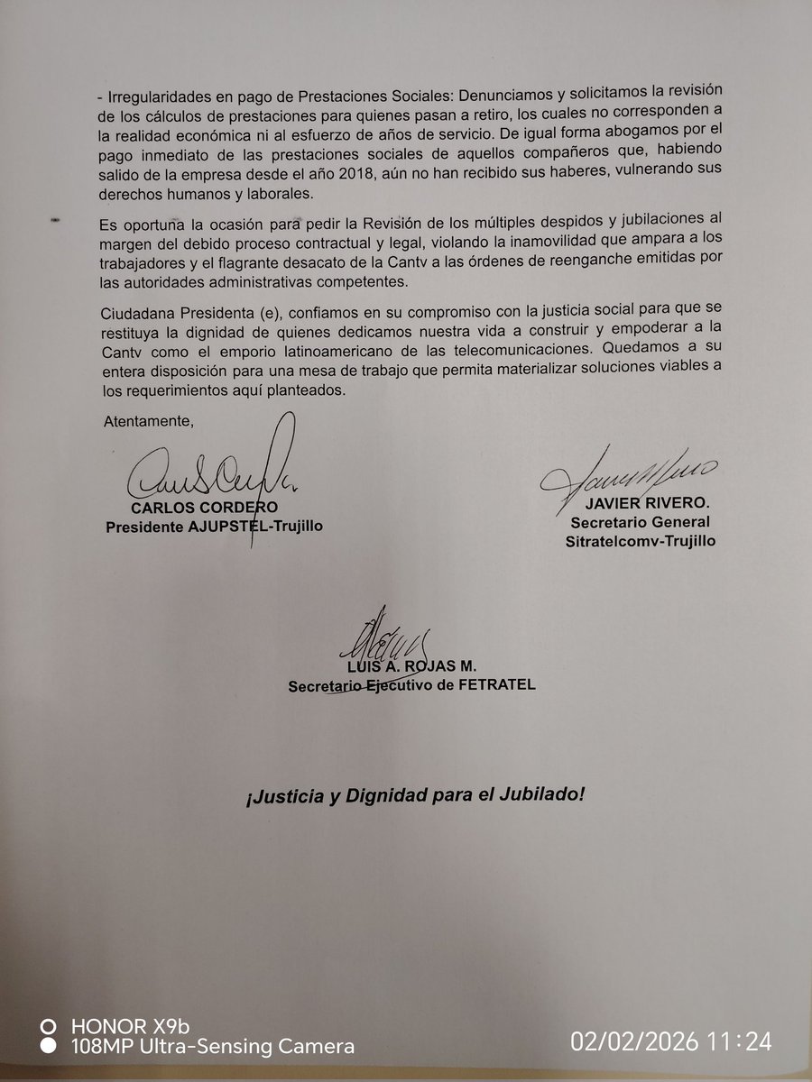 Atención, Dra <a href="/delcyrodriguezv/">Delcy Rodríguez</a> para su consideración y apoyo para este problema que estamos viviendo los Trabajadores Jubilados, Sobrevivientes y Activos de la empresa #Cantv <a href="/salaprensaCantv/">Cantv</a>