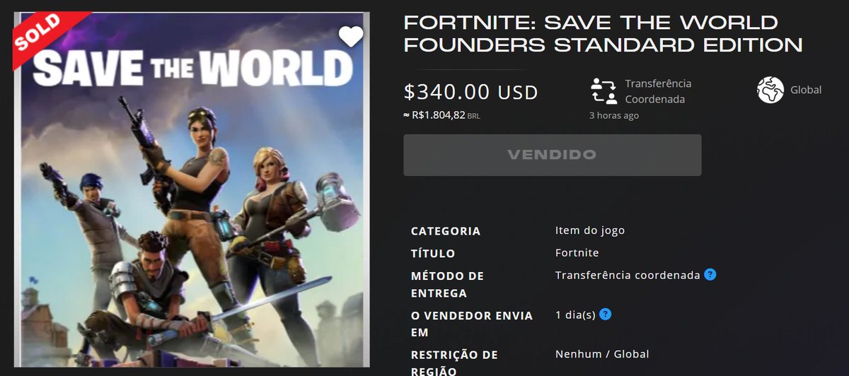 Hoje pela amanhã quase que eu fiz a loucura de comprar o salve o mundo fundador ... ainda bem que outra pessoa comprou antes de mim 😅 #Fortnite