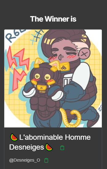 Félicitations <a href="/Desneiges_O/">🍉L'abominable Homme Desneiges🍉</a> ! 🎉🤍