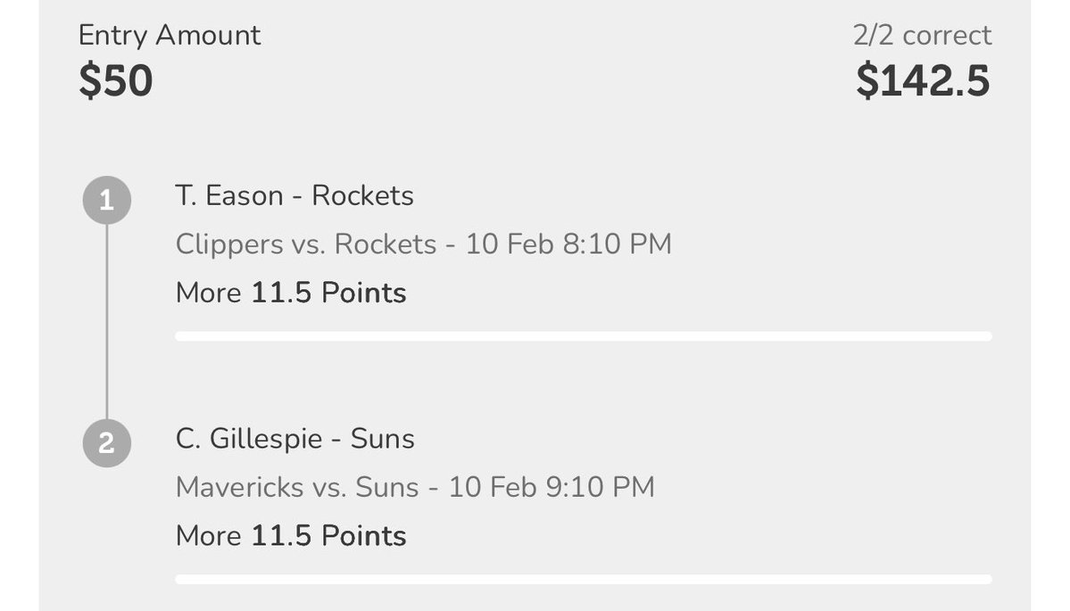 SamBets_'s tweet image. 🏀NBA 2-PICK POWER

📊Tari Eason o11.5 PTS
📊Collin Gillespie o11.5 PTS
2.85X @parlay_play 

Gillespie is my favorite prop on the entire board, let’s have a day🍴🍽️ 

Code CHAMBER for $100 deposit bonus! 
 parlayplay.io/account/signup…

❤️ IF TAILING!
