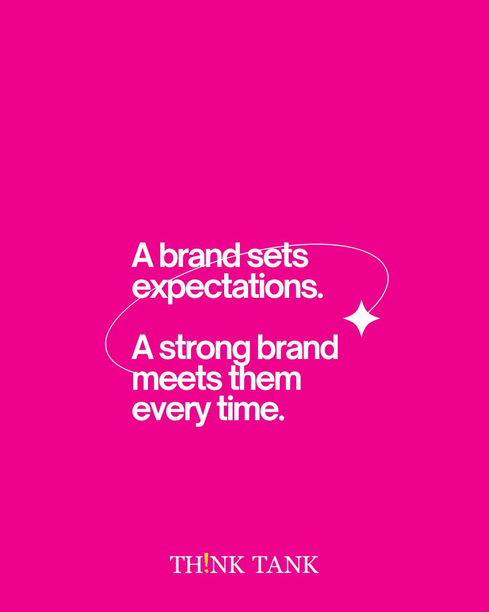 thinktankninjas's tweet photo. A brand sets expectations. A strong brand meets them every time.

That’s the difference between being known…and being trusted.

Logos get attention. Consistency builds loyalty. Delivery builds reputation.

Branding isn’t just how you look - it’s how reliably you show up.✨ https://t.co/9w83srpTCY