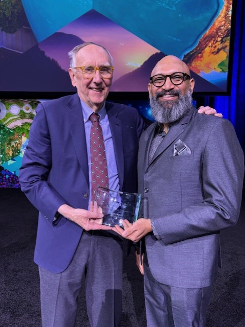 geoConvergence's tweet photo. Proud to announce that we've received the 2026 @Esri  Partner of the Year award for Federal Small Business Specialty, presented by Jack Dangermond at FedGIS.

We're honored by this recognition.

Grateful to Esri, our customers, and our team.

#EsriPartner #FedGIS2026 #DigitalTwin https://t.co/y9uRWsiFkM