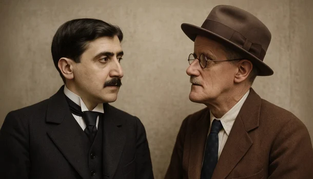Joyce encontrou-se com Proust uma única vez, para um jantar, em 1922 - ano em que saiu Ulisses e Proust morreu. Passaram a refeição discutindo problemas de saúde, antes de admitirem que não haviam lido a obra um do outro. Stravinsky estava presente. Na mesa ao lado, Picasso.