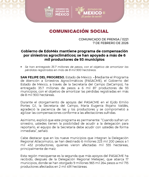 CampoEdomex's tweet photo. Sabemos que el clima no tiene palabra, a través de la Secretaría, hemos entregado 35.7 millones de pesos mediante el programa #PASACME, beneficiando a más de 6 mil productoras y productores en 93 municipios.

#SomosCampo #ElPoderDeServir https://t.co/NmYDf1ch4r
