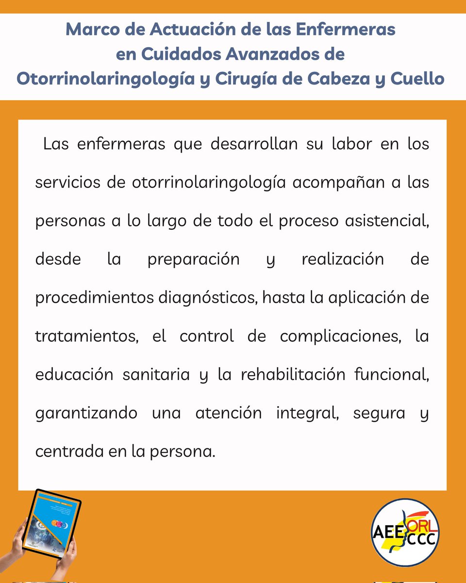 Tras un año d  trabajo intenso, reflexión y compromiso profesional ve la luz este Marco de Actuación, elaborado por #AEEORLCCC junto con el I.Español de Invest. Enfermera del CGE, que deseamos sea reflejo del valor de los cuidados enfermeros avanzados en ORL
#EnfermeraORL
1/2 🧵