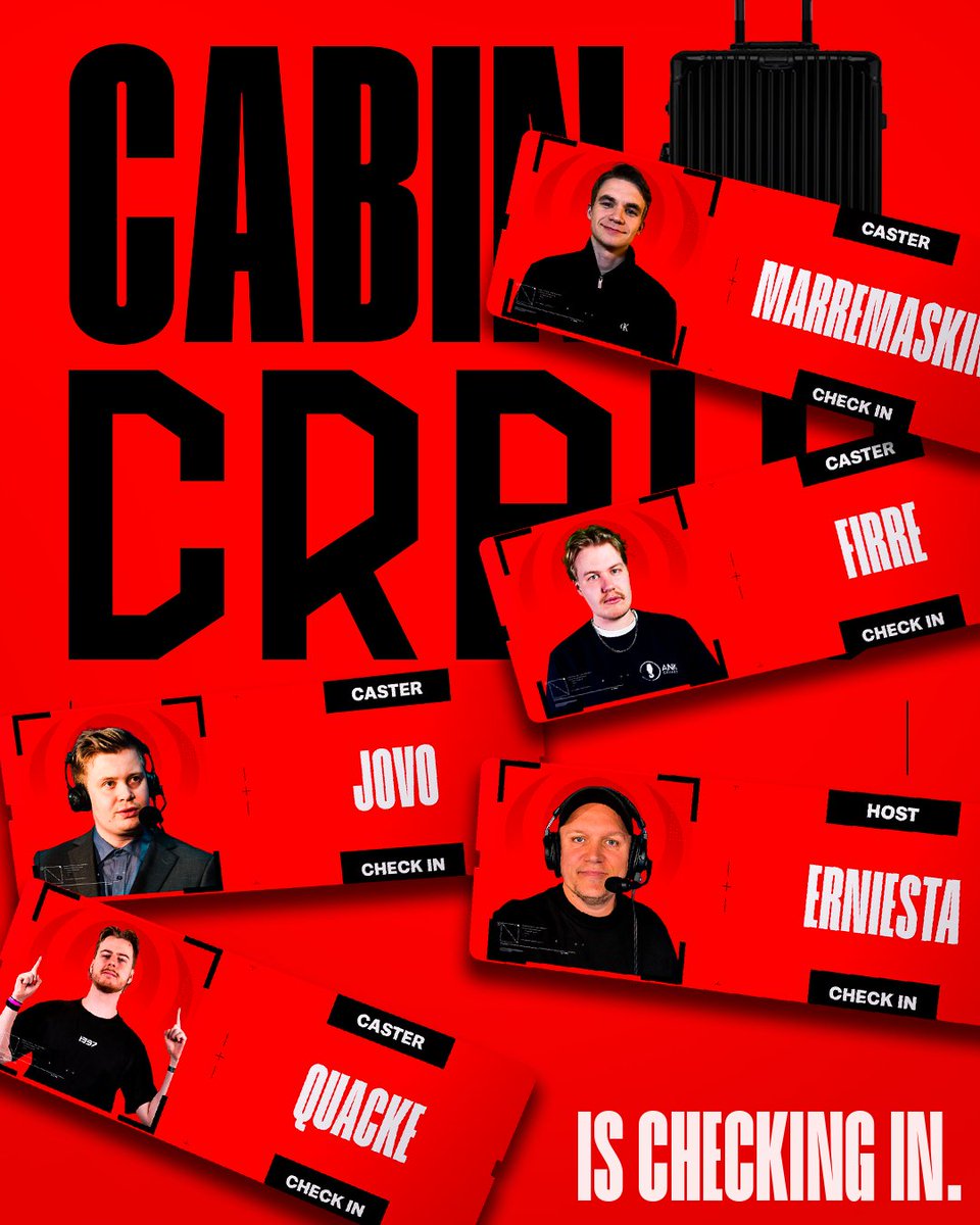 The Cabin Crew aka. TALENTS for <a href="/airport_masters/">De_Airport Masters</a> is cheching in ✈️🛬🎫

Casters ⤵️
- <a href="/MarreMaskin_/">MarreMaskin</a> 
- <a href="/firre4201/">Lukas Wirén</a> 
- <a href="/JoVoMZP/">Jonas "JoVo" Volle Åkre</a> 
- <a href="/quacke69/">Ludvig Nilsson 🇺🇦</a> 

Host ⤵️
- <a href="/RuneSkudeHernes/">Rune Skude Hernes</a>