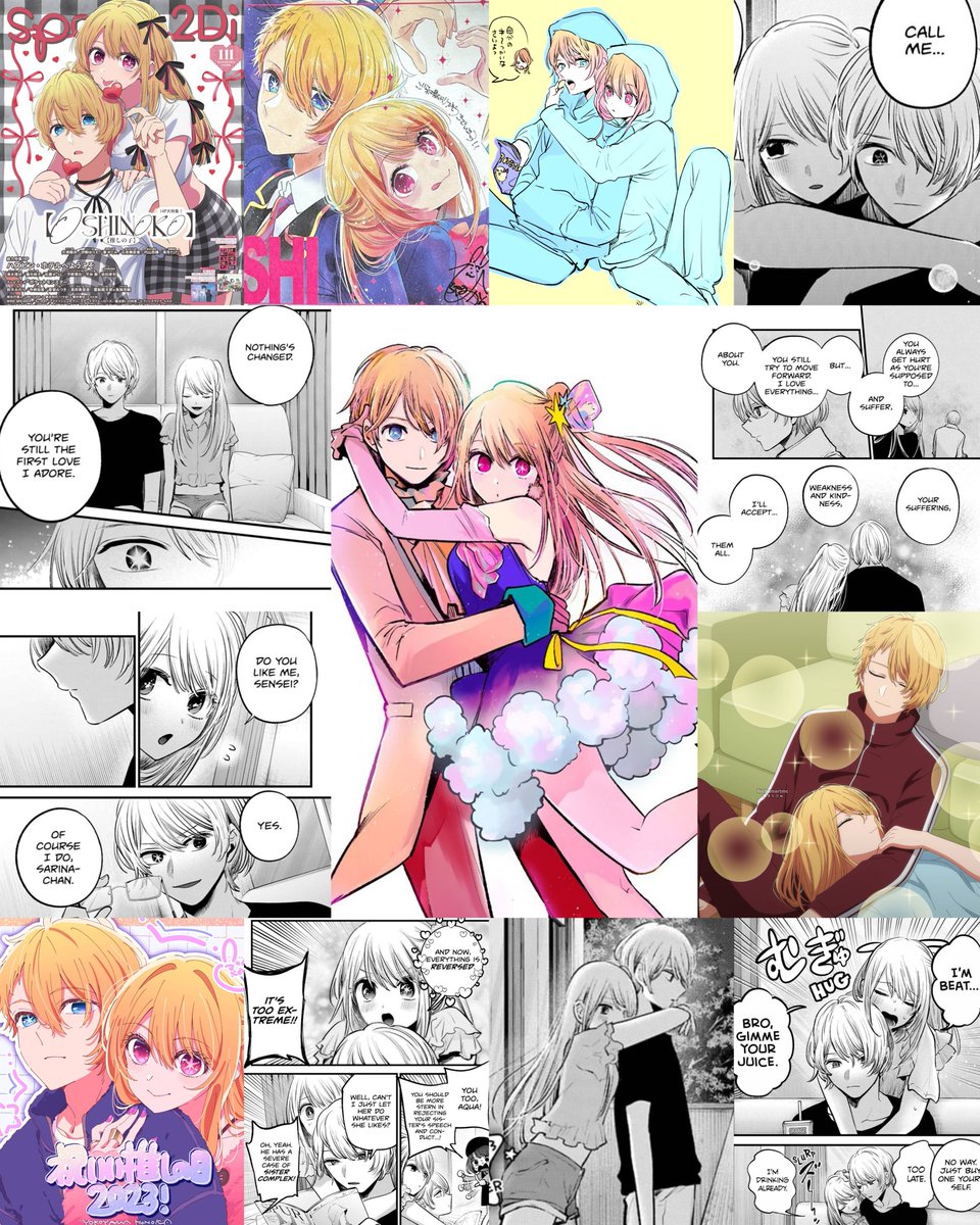 LikaStark52's tweet photo. How can you look at all this and say that they are not canon?
The manga, official art, opening, ending, aquruby chapter release dates, additional chapter all point to aquruby canon
#OshiNoKo #aquruby #aquaruby #aqua #ruby #onk #アクルビ https://t.co/5pCjUsCA8T