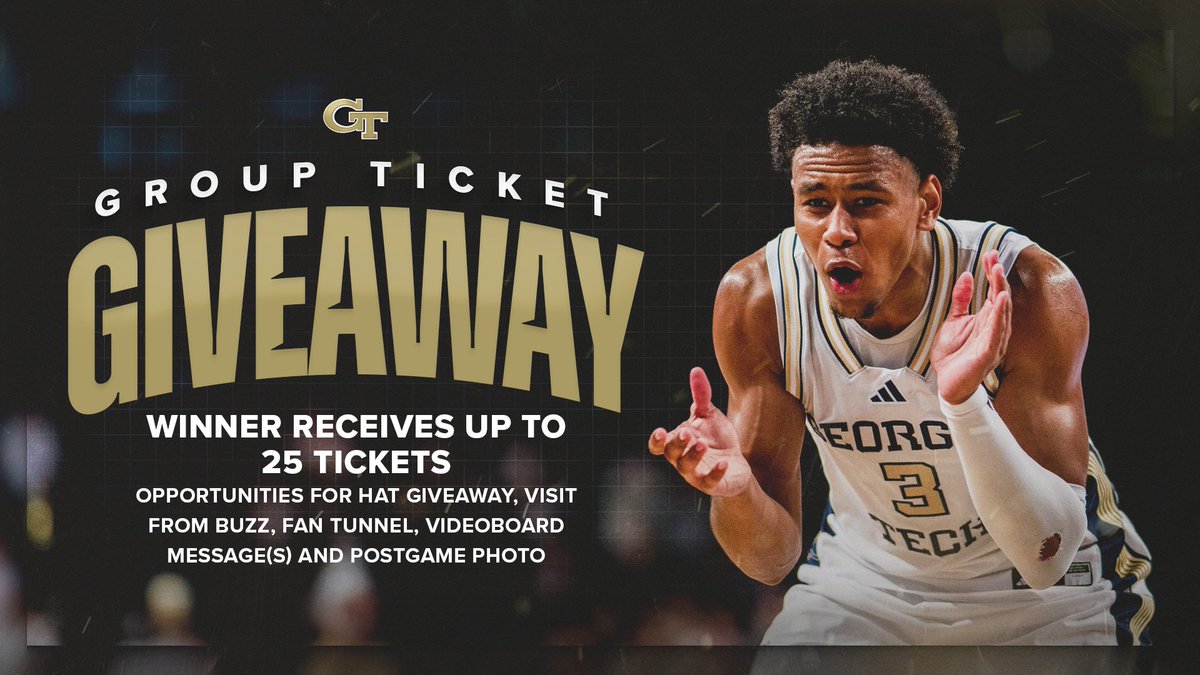 GTMBB's tweet photo. Want to get your group to the game❔🏀

⬇️ Enter to win up to 25 tickets for your group
💻 https://t.co/Bnd4JMlHTq
🆚 Florida State | Feb. 28th
❕ Giveaway ends Feb. 23rd at 10:00 a.m.
📲 Don’t forget to like, repost and follow us + @GTAthletics

#StingEm 🐝 https://t.co/KsRXQ3jD6i