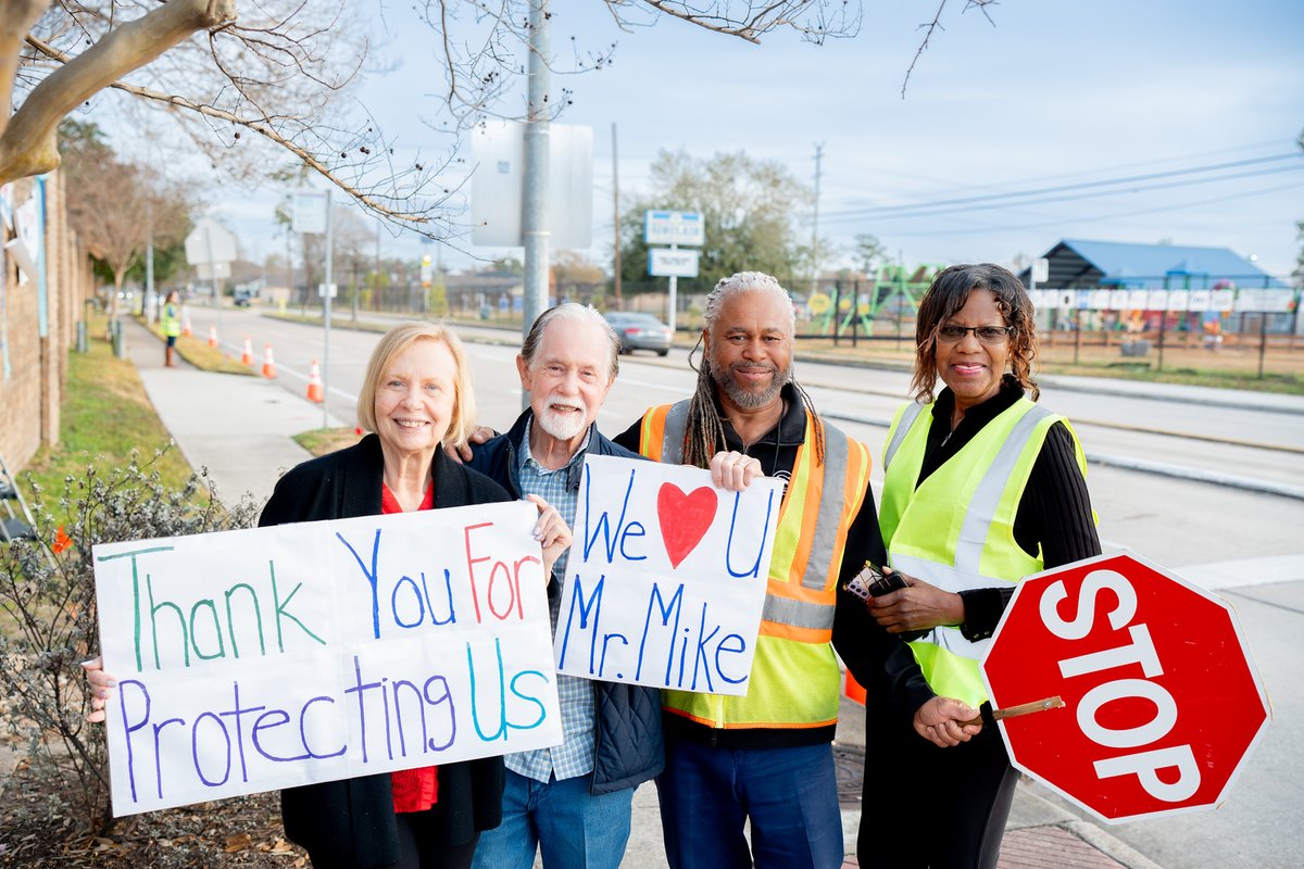 HouDistC's tweet photo. What a morning in #DistC! After CM Kamin declared today "Michael Phill Day" in Houston to honor Sinclair’s crossing guard—who went viral in 2025 for standing in front of an aggressive driver to protect children—he proposed to his now fiancée. Congratulations, Mr. Michael! https://t.co/ICYZ56fLIs
