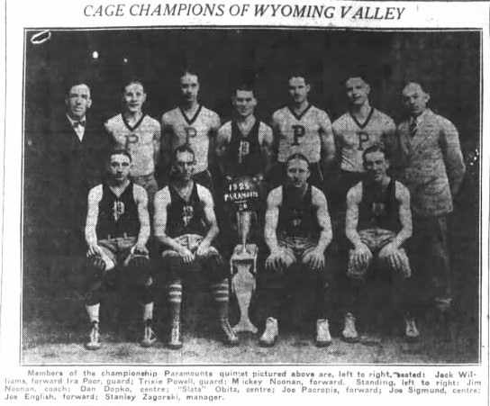 Wyoming Valley champs 100 years ago...Mickey Noonan, the oldest uncle of Frank Noonan (Dickinson College '73), is in the front row. Frank's grandfather, Jim Noonan, was the coach of this squad.  Mickey starred in football and was an outstanding professional baseball player.