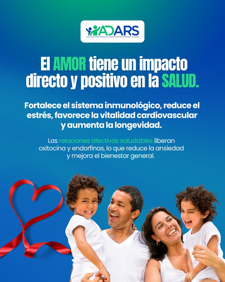 ADARS_RD's tweet image. Los vínculos afectivos sólidos (pareja, familia, amigos) son fundamentales para una vida más sana y plena, funcionando como un aliado esencial de la Salud Integral.

#BienestarIntegral #DíadelAmor