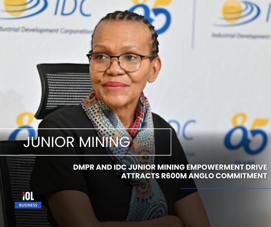 IOL's tweet photo. Two years after launch, the Junior Mining Exploration Fund secures R600m from Anglo American, building on its initial R400m capital to support eight junior mining companies with R160m in early-stage exploration funding. 
#JMEF #JuniorMining #SouthAfricaMining #AngloAmerican #MiningExploration 
Read on: https://t.co/zCXVEBI013