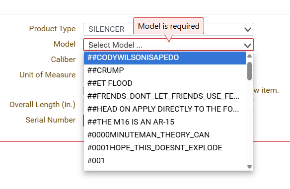 flatulanthippo's tweet image. Someone is shit posting at Cody Wilson on the ATF eForms site lol.