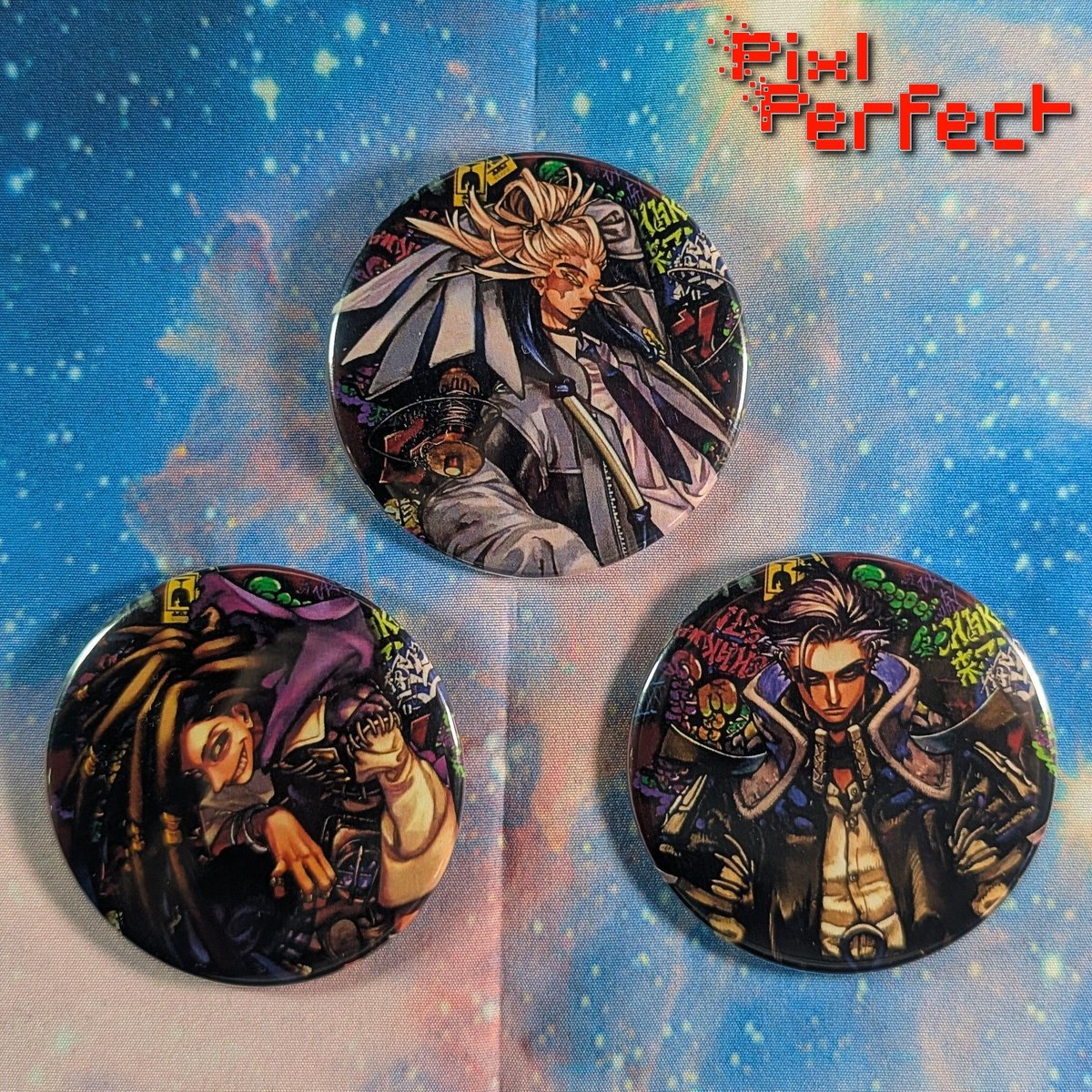 PixlsPerfection's tweet photo. Made some new pinback buttons inspired by characters from Gachiakuta 🖤✨
Really love the gritty style and energy from this series!

#Gachiakuta #AnimeMerch #PinButtons #AnimeArt #Handmade #CraftingCommunity #GeekCrafts #MangaArt #OtakuStyle https://t.co/c2rZ1JBNYn