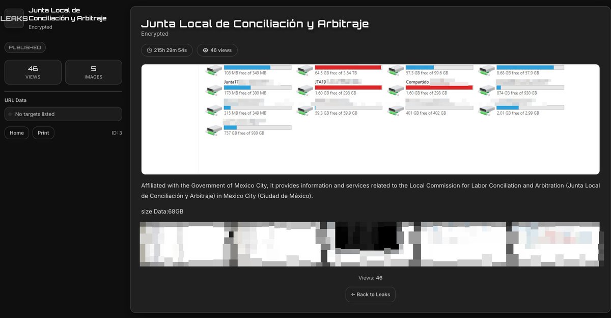 _venarix_'s tweet image. #Cyberattacks against government entities in #Mexico 🇲🇽 continue.

#Tengu #ransomware group has allegedly encrypted the systems of the Local Board of Conciliation and Arbitration of #CDMX 🇲🇽 (@JuntaLocalCDMX), a court that resolves labor disputes between workers and employers.