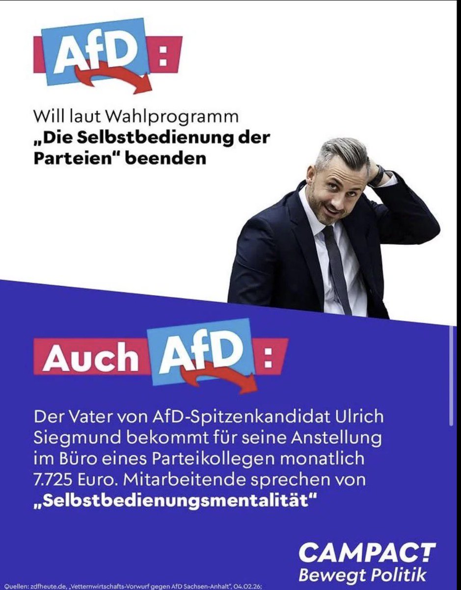 Faktencheck2030's tweet image. Ey Ullrich, stellst du meine 85 jährige Mutter ein, 4.000€ ( Teilzeit)  , stelle ich deinen arbeitslosen Vater ein, 7.700€ brutto, 🤡 Deal? 
#AFD #Korruption