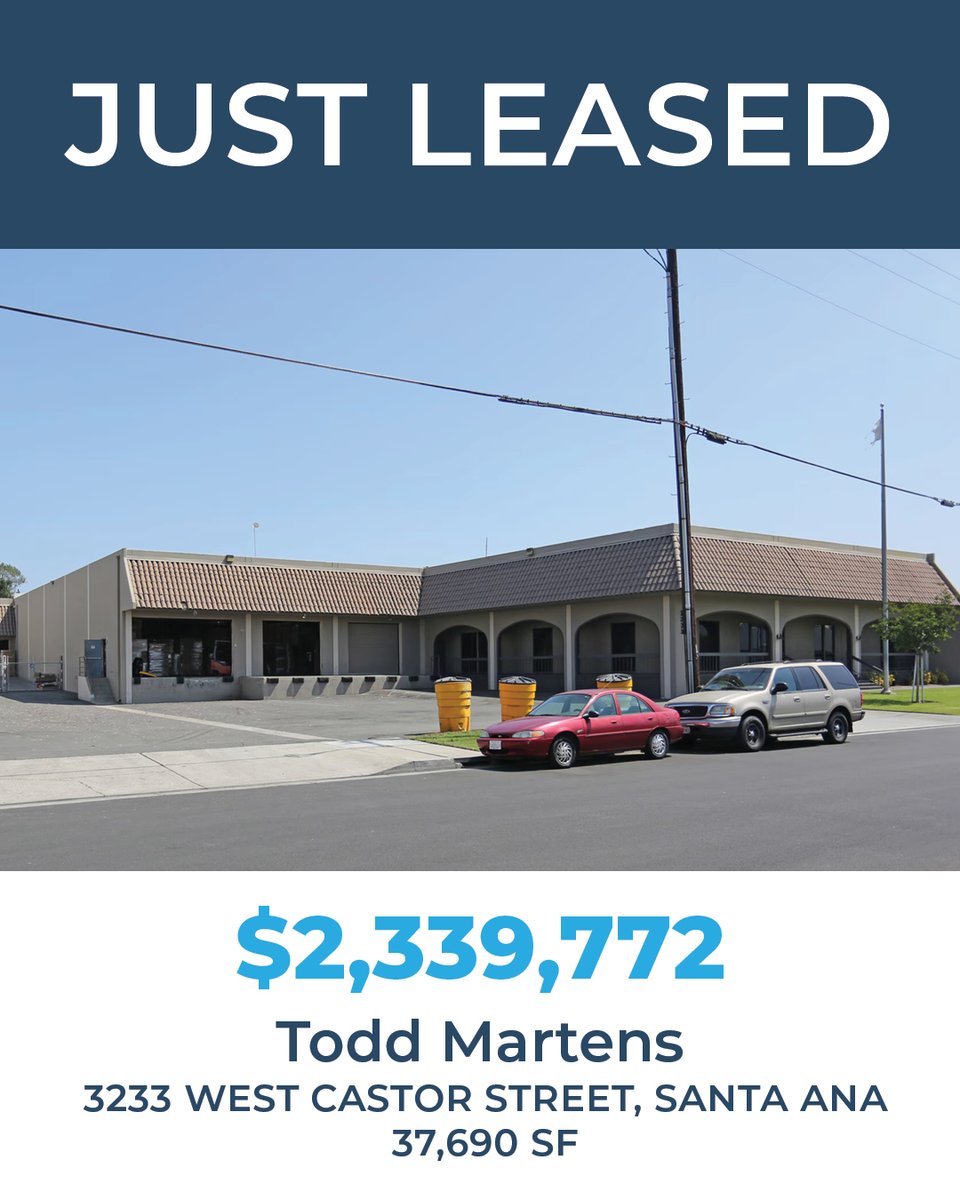 Congratulations to Todd Martens of Voit’s Irvine office for executing the $2,339,772 lease of this 37,690 SF industrial building in Santa Ana representing the landlord. Nice work, Todd!

#VoitRealEstate #CREBroker #RealEstate #CommercialRealEstate #SocalRealEstate