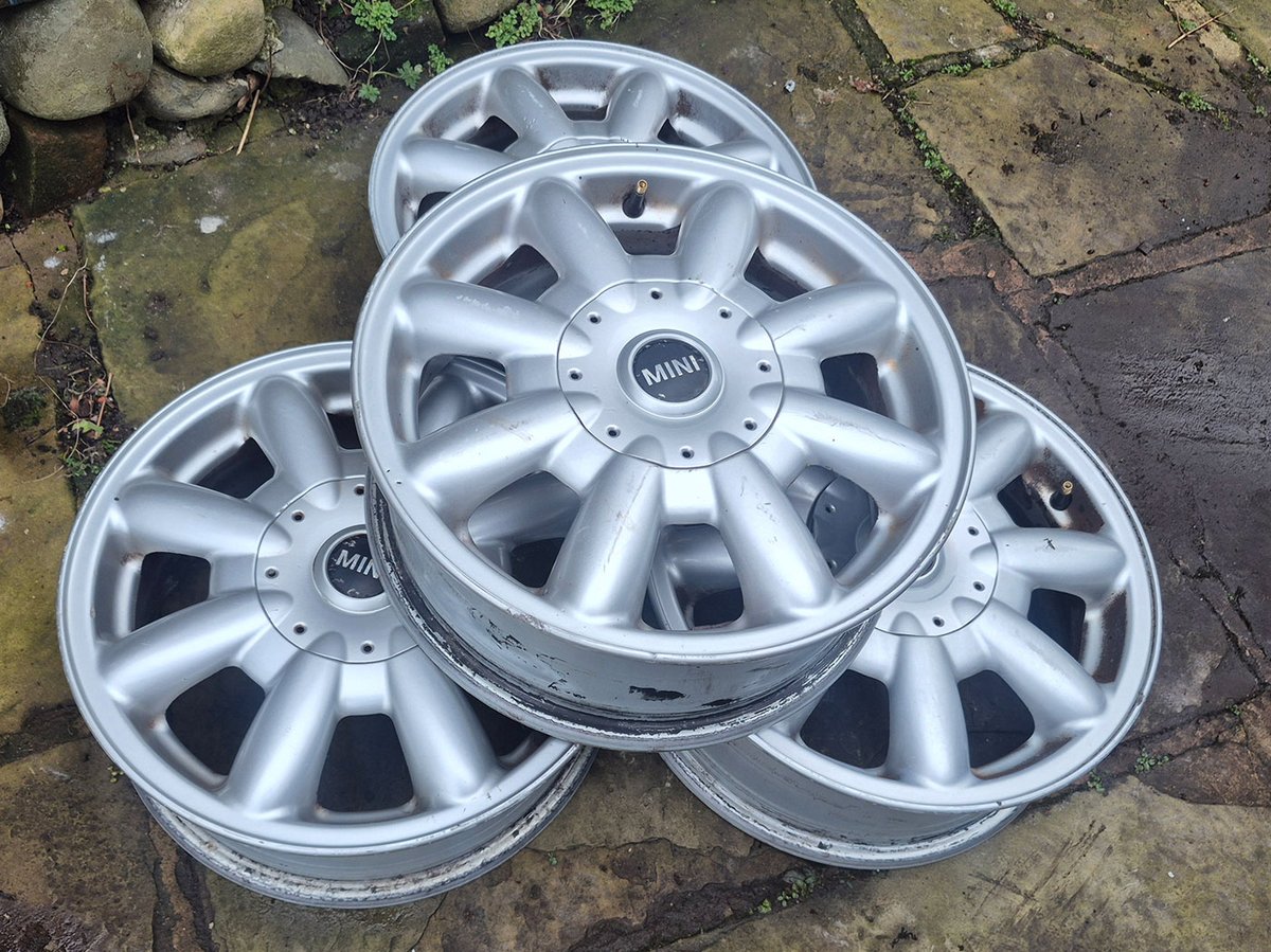 MiniDoorCo's tweet photo. I have a set of 4 BMW Mini One/Cooper 15" R82 8-Spoke Alloy Wheels for sale. £100 for the set. Please call Mick if interested 07787 376 977 or 01995670500 https://t.co/vHI07SCYOf