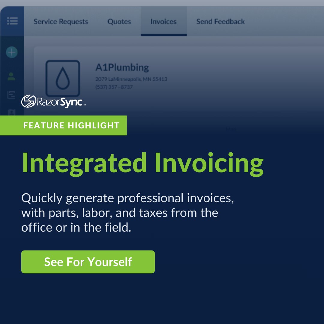 RazorSync's tweet photo. With RazorSync’s integrated invoicing, you can create professional and accurate invoices the moment a job is complete. 

See it in action with a free trial today: https://t.co/orY5ZCYXvN

#RazorSync #IntegratedInvoicing #FieldServiceSoftware https://t.co/CHkhnkczCh