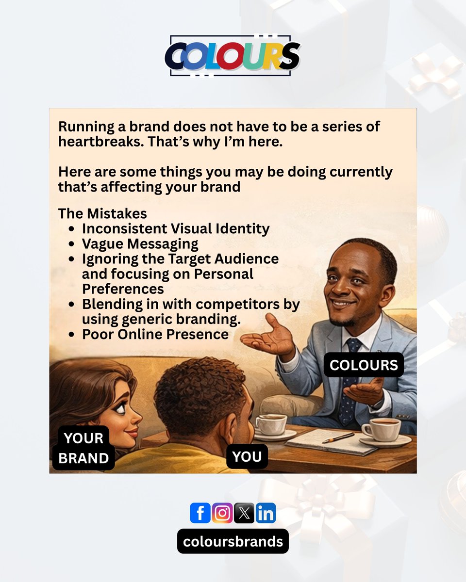 colours_brands's tweet photo. Some problems you're having with your brand might come off as "irreconcilable differences."  

But a session with the right Brand Therapist can get you started on the path to recovery.  

Therapist Colours is here to solve all brand-related issues. https://t.co/ZyfWEDP62p