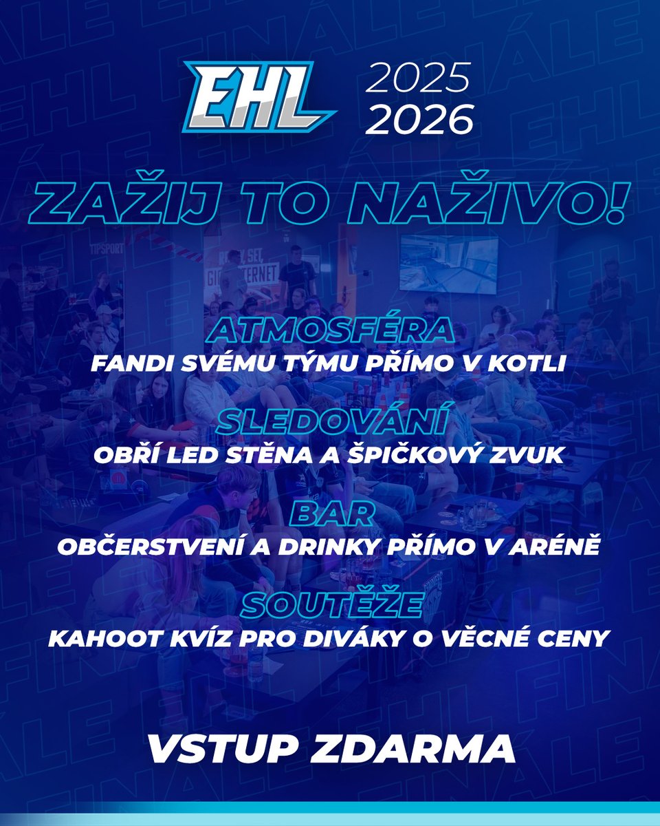 esporthokej's tweet photo. Zažij to naživo v Playzone aréně!🔥 Doraž fandit na první veřejné offline finále svému klubu 🤍

VSTUP ZDARMA 🤩

Navíc tě čeká nabitý program a vyvrcholení nejvyrovnanější sezóny za posledních 7 let 👊 https://t.co/OmeLRAfpNz