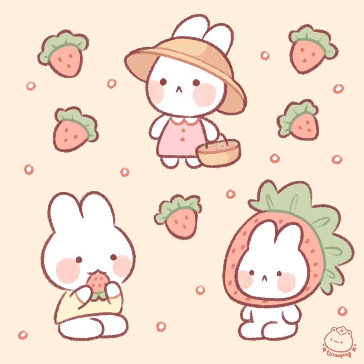 tinaapng's tweet image. strawberry bunnies 🍓