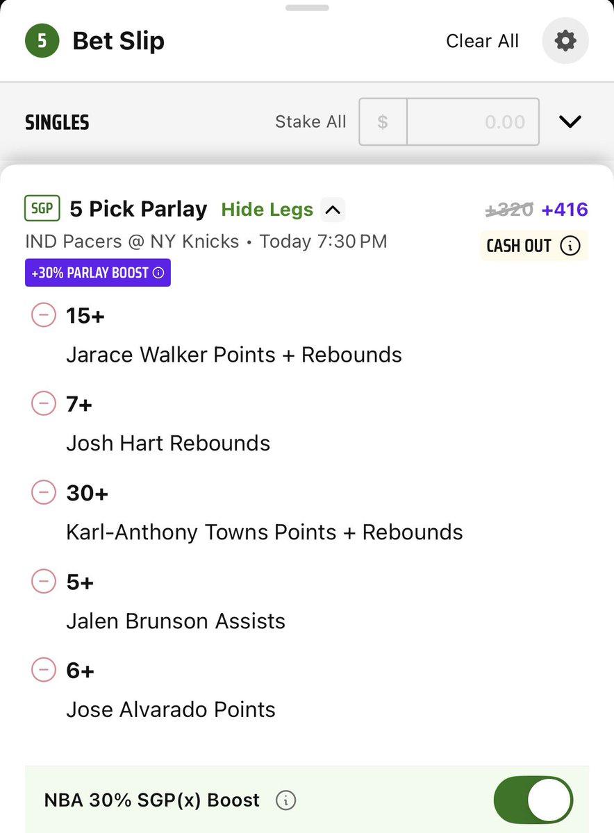 TerryTheTicket's tweet photo. Love this parlay tonight in the Knicks Game! #Draftkings #Knicks #Parlay https://t.co/ZDwBkOTQLV