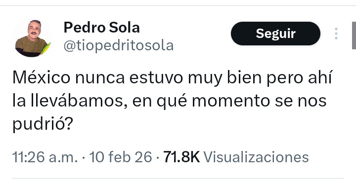 No chngues <a href="/tiopedritosola/">Pedro Sola</a>, tenías 40 años cuando en el sexenio de Miguel de la Madrid la inflación acumulada alcanzó un 3700% y el peso se devaluó más de 1000%.

Nomás te hacías pendejø.