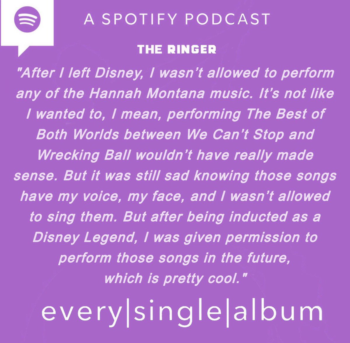 🚨 MILEY CYRUS IS NOW ALLOWED TO SING HANNAH MONTANA SONGS! 

"After I left Disney, I wasn't allowed to perform any of the Hannah Montana music… but after being inducted as a Disney Legend, I was given permission to perform those songs in the future, which is pretty cool."
