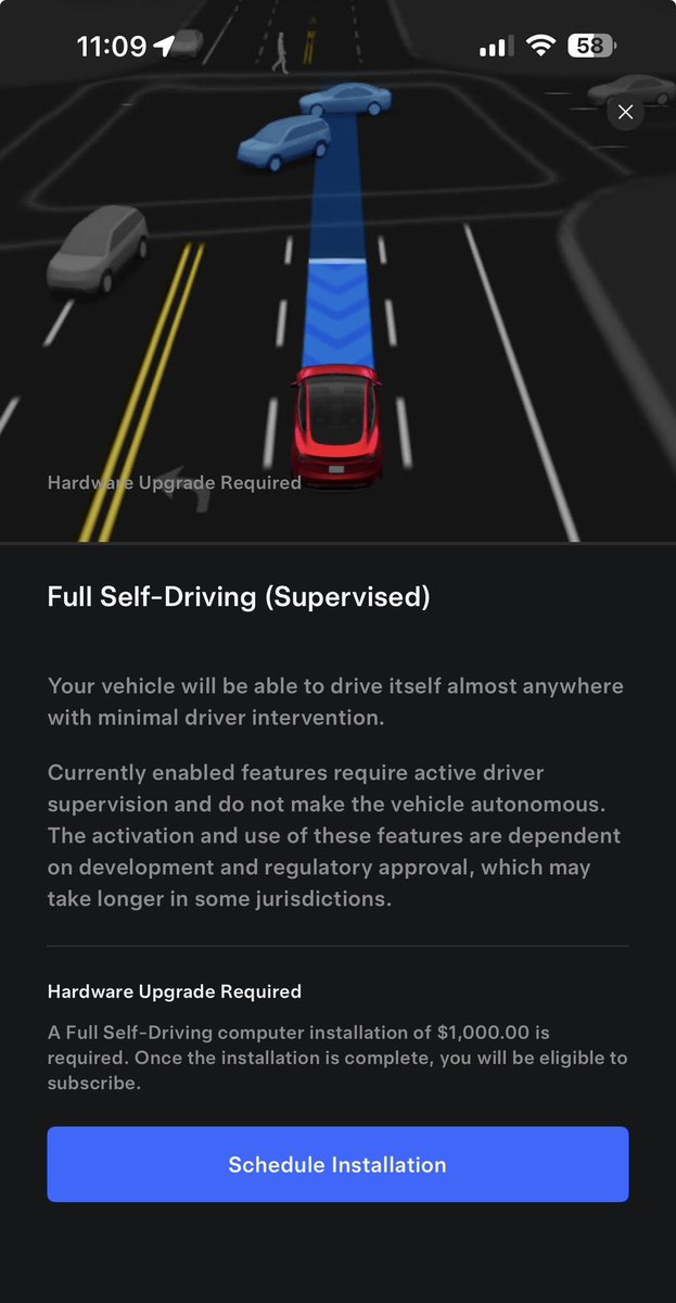 Cyber_Trailer's tweet photo. Ultimate edge case that the Tesla Service is unable to answer.  

I’m trying to outright purchase FSD before the deadline.  But I can’t. My 2018 Model X 2.5 hardware must be upgraded first.  

So I made that appointment the moment Tesla announced the February 14 deadline.  

Only problem, the Fresno service center was so backed up the earliest appointment I could get was February 19th. 

I got to thinking, is Tesla going to charge me all of the money for the full self driving and then not turn it on because it will be after the 14th? Subscription only?

The vehicle already has enhanced autopilot so I’m already $6000 into this.   

Is there any Tesla employee that can help me find an answer to this question?

After I pay the rest of the money to get FSD, will I be the only person in America that has paid for it and won’t receive it?

I figured…why don’t I just pay now to make sure that I beat the deadline ; Unfortunately, they can’t charge me for the upgrade until the service is complete on changing the computer chip.  

Help.  

And now when I look at the app, it’s claiming that I’ll be eligible to subscribe instead of simply turning it on.  That’s not what it said when I made my service appointment.