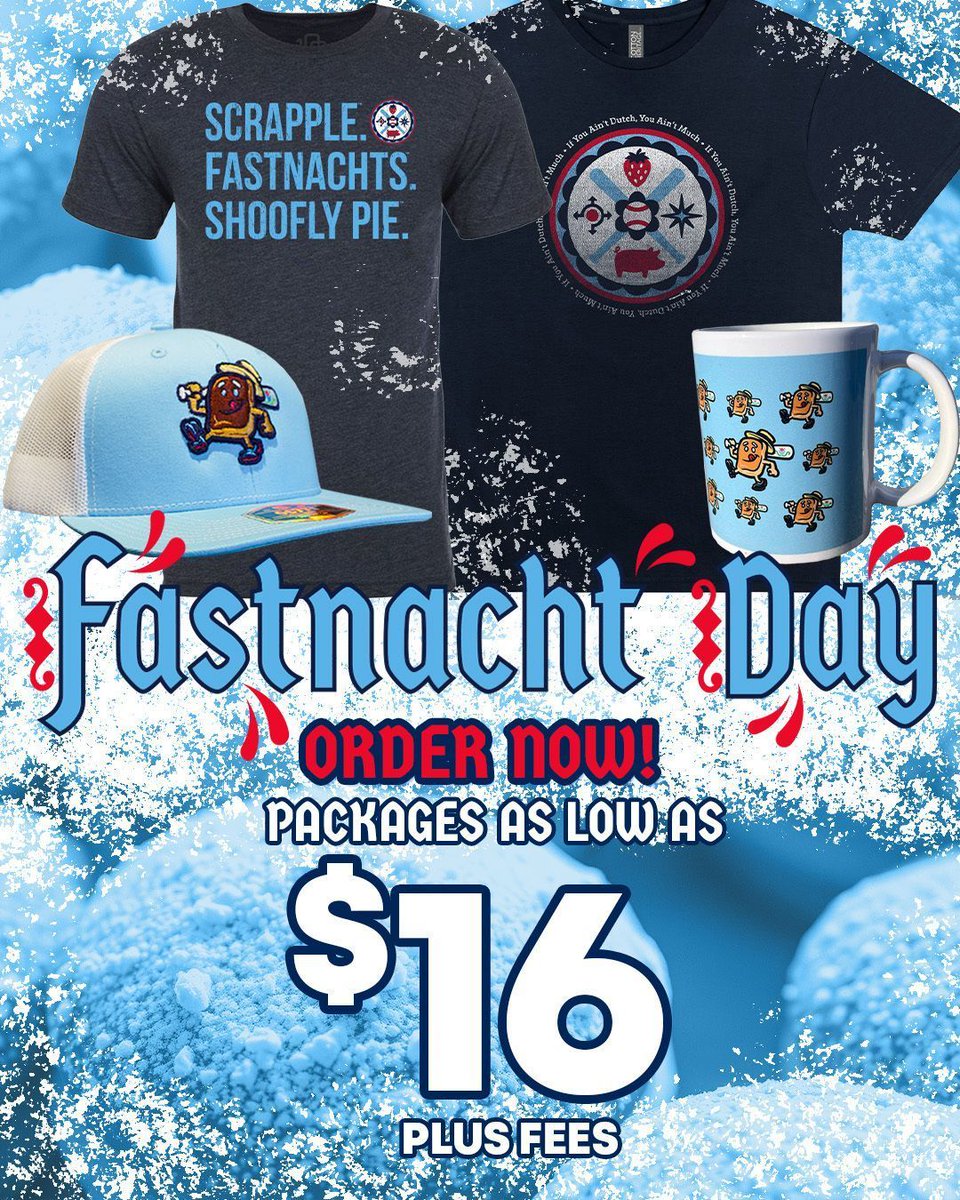 We're running out of time until Fastnacht Day! Don't miss out on getting yourself some fastnachts and merch👀 
Available for pick up on Monday February 16th from 4pm-7pm and Tuesday February 17th from 8am-5pm
(Shipping is available)
Shop here: ironpigs.milbstore.com/collections/fa…