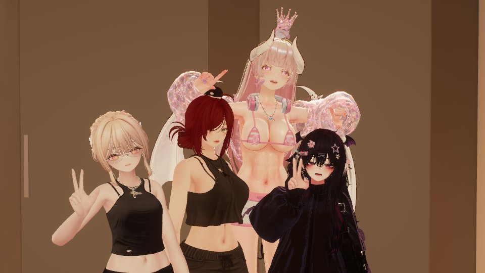 PoisonCookies_s's tweet photo. With my girlss! Bessst nigh evaah btw!
Con mi geerls! Fue la mejor noche la Vd! 🫦🫦🫦

JAJAJAHAHAHA

@thaazminchan @jasumiVt @AngecitaVT 

#Vtuber #VRChat #girlsNightOut https://t.co/1debIq0fF1
