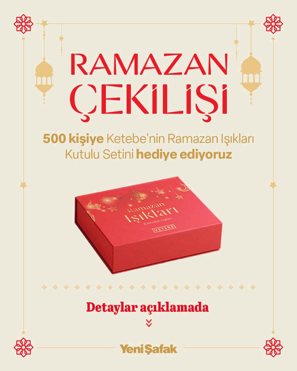 🎁 ÇEKİLİŞİMİZ VAR

✨ Tam 500 kişiye <a href="/ketebe/">Ketebe</a>'nin Ramazan Işıkları Kutulu Setini hediye edeceğiz.

✍ Katılım şartları gönderimizin açıklamasında yer alıyor: instagram.com/p/DUlpUZ-DPHC/…

📝 Katılım formu: forms.gle/41Czjx2x3bXdvM…