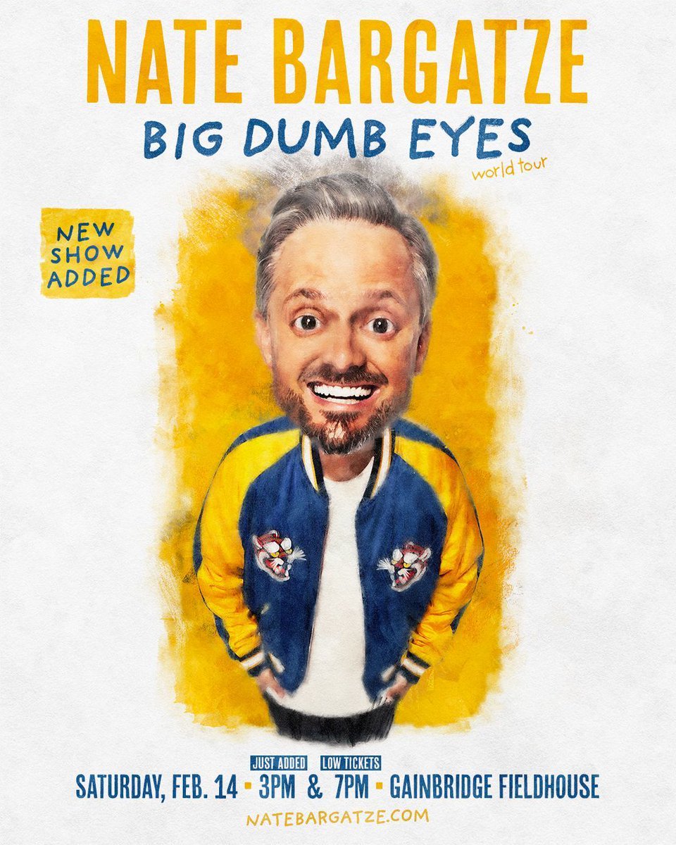 THIS WEEK 🤣 Nate Bargatze &amp; his Big Dumb Eyes tour is coming to Gainbridge Fieldhouse for TWO shows on Saturday, February 14! 

Grab your tickets today &amp; get ready to laugh 🎟️ bit.ly/3MbiY7M