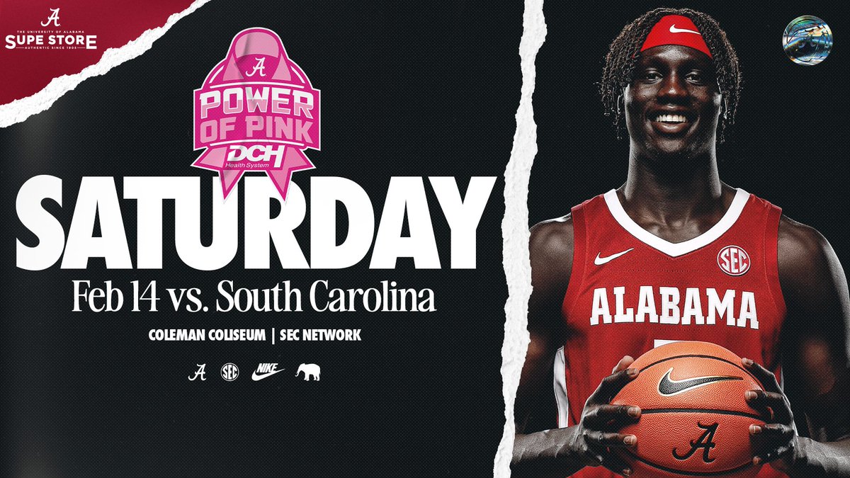 Saturday Night Hoops ⛹️🏀

🆚 South Carolina
📍 Coleman Coliseum
⏰ 7:30 PM CT

#RollTide | <a href="/AlabamaMBB/">Alabama Men’s Basketball</a>