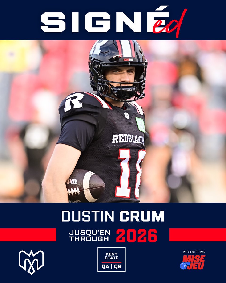 We’ve got our guy!💪

We’ve signed quarterback Dustin Crum to a one-year deal!

👉 Find out more about him here: en.montrealalouettes.com/2026/02/10/qua…

#Alouettes | <a href="/Miseojeu/">Mise-o-jeu</a>