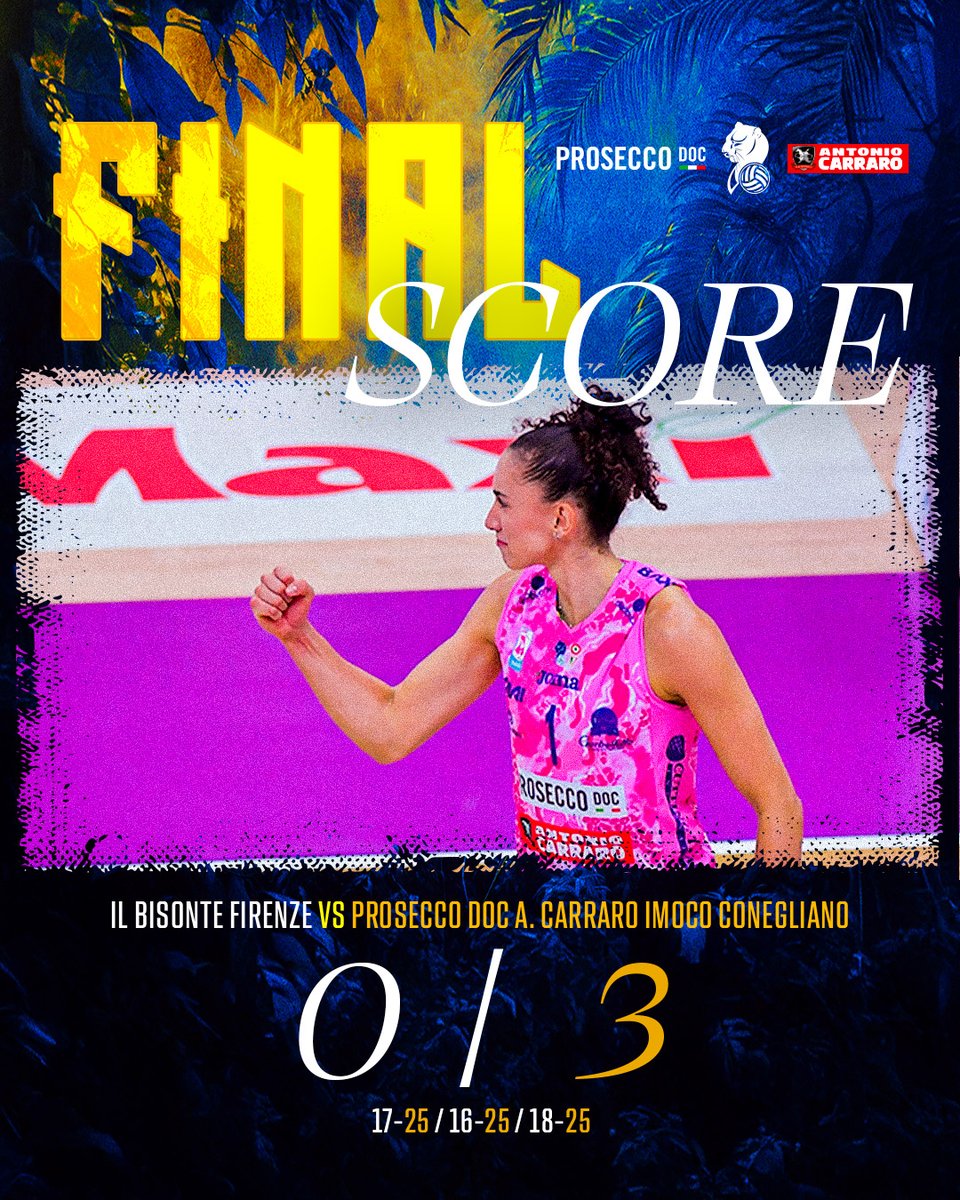 ImocoVolley's tweet image. Primo posto assicurato! 🔥

3 ° set - ventiquattresima giornata - Serie A1 LVF Tigotà

Il Bisonte Firenze 0
𝗣𝗿𝗼𝘀𝗲𝗰𝗰𝗼 𝗗𝗼𝗰 𝗔. 𝗖𝗮𝗿𝗿𝗮𝗿𝗼 3

(17-25 | 16-25 | 18-25)
📸: Gregolin
#ImocoVolley #Gameday #proseccodoc #AntonioCarraro
