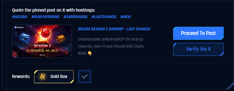 Habib32144's tweet photo. 🚨 NEXIRA SEASON 2 AIRDROP - LAST CHANCE! 🚨

Unbelievable! @NexiraDAEP 3X airdrop rewards, even if you missed SS1! Claim NOW 👇

#NEXIRA #RUBYUPRISING #3XREWARDS #LASTCHANCE #NEXI

https://t.co/DSG7Ia6k1c https://t.co/BysdXNkbyz