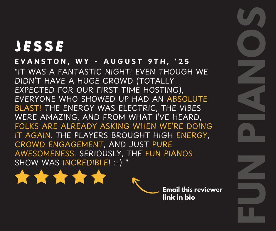FunPianos's tweet photo. "First time hosting… and guests are already asking when it’s happening again." 🔥

High energy, big engagement, and a night people won’t forget. Thank you, Jesse, and Evanston, WY!”

📍 Evanston, WY
🎹 Fun Pianos https://t.co/YPMtLCTmlB