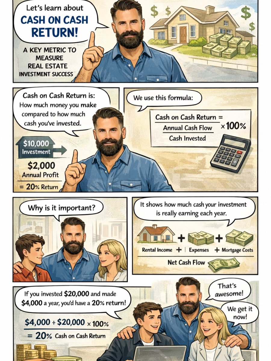 jensenian802's tweet photo. : cash-on-Cash Return = how much cash flow you earn each year compared to the cash you put in 💵📈If a rental makes $4,000/yr and you invested $20,000, that’s 20% cash-on-cash 👇🔥
#CashOnCashReturn #RealEstateInvesting #CashFlow #RentalProperty #FinancialLiteracy #WealthBuilding https://t.co/oSixpecGIJ