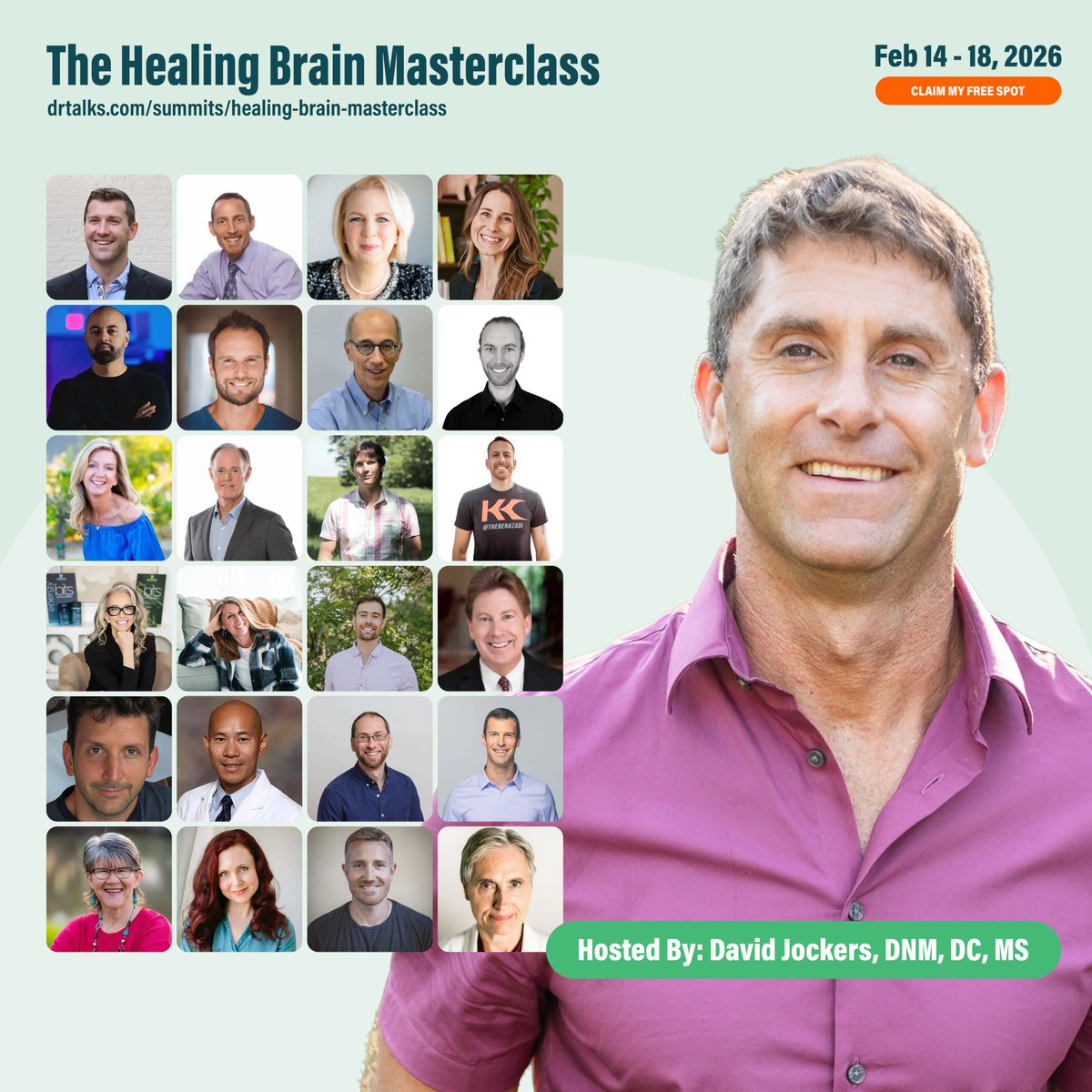 DrTalksOfficial's tweet photo. 🧠✨ Brain fog isn’t random — and you don’t have to live with it.

The Healing Brain Masterclass is a FREE, multi-day summit exploring what really drives memory lapses, mental fatigue, and cognitive decline — and how to support your brain at any age.

📅 Feb 14–18, 2026
🎤 27 world-class experts
🧩 Topics include inflammation, metabolism, sleep, nutrition, light, movement, and nervous system balance.

Hosted by Dr. David Jockers, who healed his own chronic inflammation and now helps thousands do the same with practical, science-backed strategies.

If you’re ready to understand what supports brain health — and what quietly works against it — this summit is for you.

🔗 Register free: https://t.co/qwbsFwqERW

#BrainHealth #BrainFog #CognitiveHealth #MentalClarity #HealthyAging #FunctionalMedicine #Inflammation #NeuroHealth #WellnessSummit
