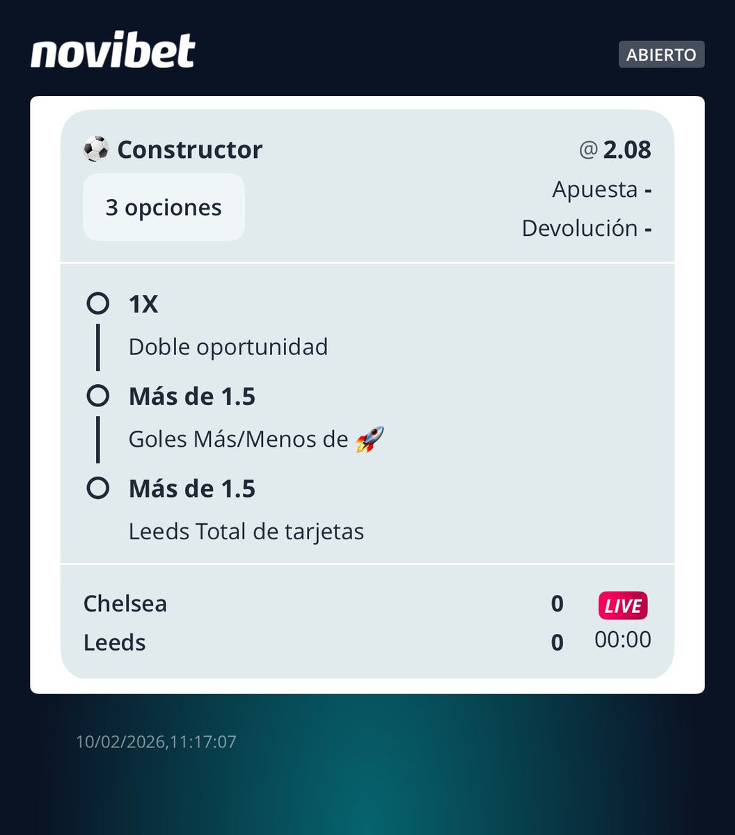 Alexpicks6's tweet photo. 🔥 PREMIER LEAGUE: EL PICK DEL DÍA 💎
 (crear apuesta):
✅ Doble Oportunidad: Chelsea o Empate 
✅ Goles: Más de 1.5 en el partido
✅ Tarjetas: Leeds United Más de 1.5 https://t.co/sf7lmp1ctm