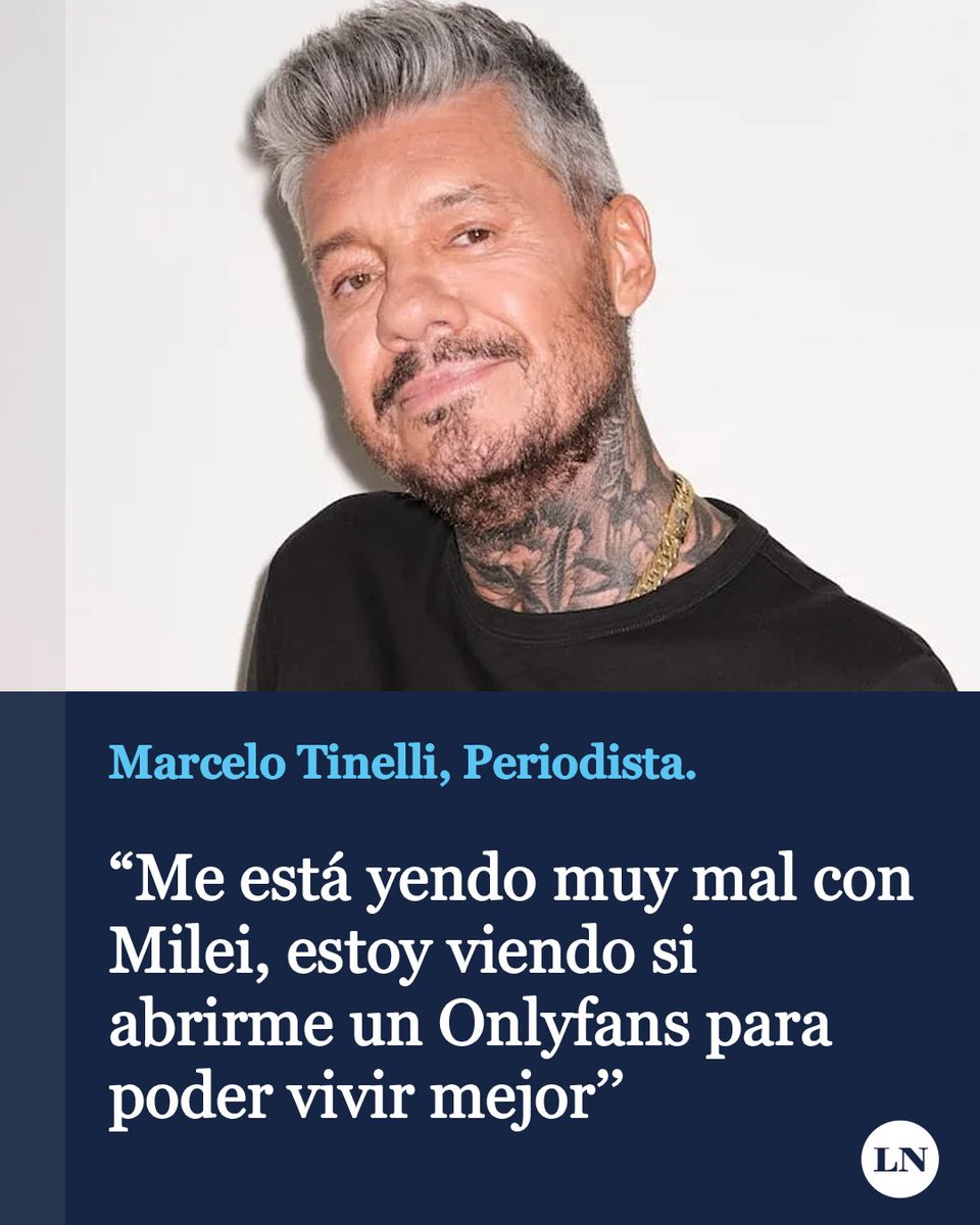 ROMPIENDOSE EL C*LO POR EL TRABAJO

El Periodista, Marcelo Tinelli, comento preocupado que esta considerando formas alternas para llegar a fin de mes: 
"Me está yendo muy mal con Milei, estoy viendo si abrirme un Onlyfans para poder vivir mejor"