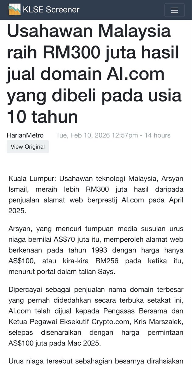 SenangOnline's tweet photo. COMMUNITY NOTE:  Arsyan Ismail @arsyan purchased https://t.co/0LsclgTqgl in 2021 for likely millions of dollars, not in 1993 for $100 as claimed; prior owner was Future Media Architects. https://t.co/mwYmloz2Bo https://t.co/5QCSn6QYvs. https://t.co/IAa8tMwIUS
