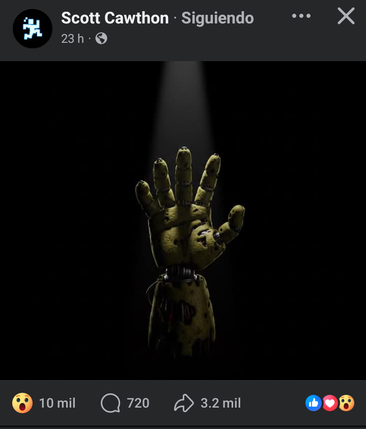 FCUMovieNews's tweet photo. Hey! Now that we have your attention, this image below of a supposed 'FIVE NIGHTS AT FREDDY'S 3' Springtrap hand teaser has been making the rounds online.

Just a few things:
1. Scott Cawthon does not have a public Facebook account with this style of content.
2. This image is not real, it is more than likely AI-generated (you can tell if you look at the hand's details closely.)
3. 'FIVE NIGHTS AT FREDDY'S 3' has not been officially announced yet, and even if it was, with all due respect, Scott would not randomly go to Facebook of all platforms to post an AI image to tease the third FNAF movie.

As we slowly, slowly inch closer to the third movie, it's important to be aware of an uptick in AI "leaks", especially with the rapid advancements of AI generation software to churn out slop. Only stick to reliable sources, double check your information and don't believe everything you read/see on the internet, especially if it's slop like this.

This goes for castings too. Any casting announcements you may have seen online are not real! That's all, be safe everyone! ♥️

#FNAFMovie #FNAF2Movie #FiveNightsAtFreddys