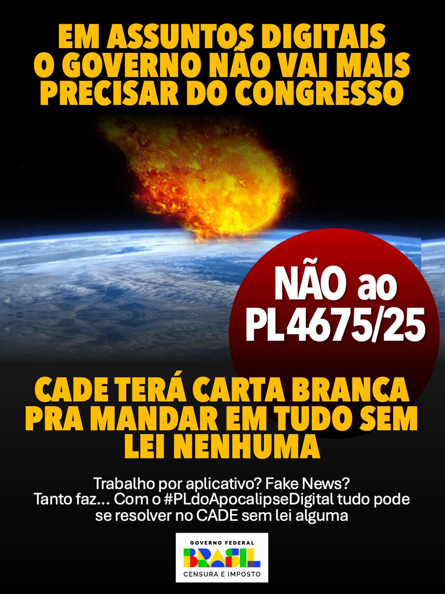 Elainnefaria1's tweet photo. Uma agência do governo, o CADE,  com plenos poderes pra regular o que pode ver nas redes sociais e nas plataformas de streaming, sem precisar de aprovação no congresso. É isso  que querem aprovar em ano de eleição.  
#PL4675Não https://t.co/8rgnEVHAA1